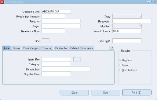 Find Requisition Form