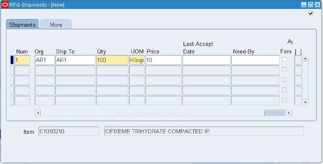 RFQ Shipments New