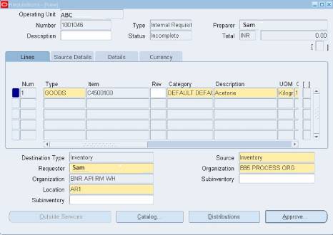 Save new requisition form oracle apps R12