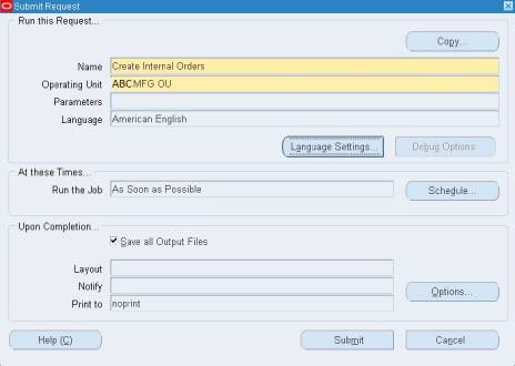 Sumit Request to create Internal order oracle apps R12