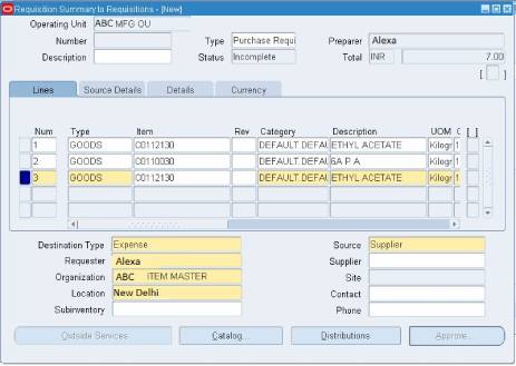 Requisition summary to Requisitions New form