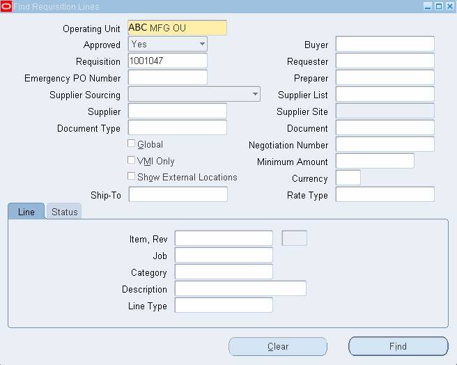 Find Requisition Lines