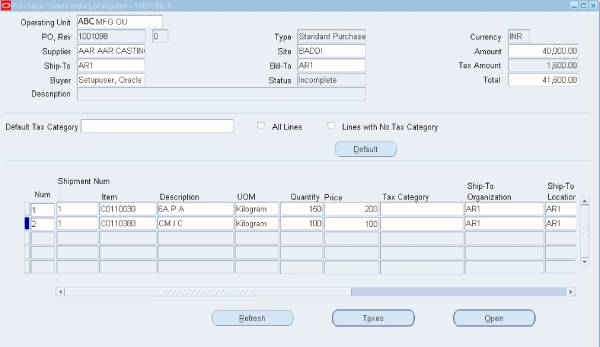 Purchase order india Localization