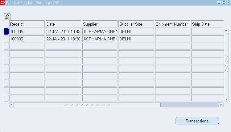 PO Receipt Header Summary