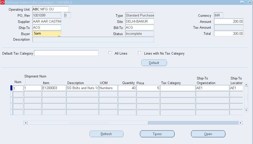  Purchase order India Localization