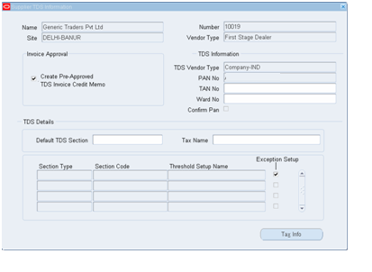 Create Pre-Approved TDS Invoice Credit Memo Flag