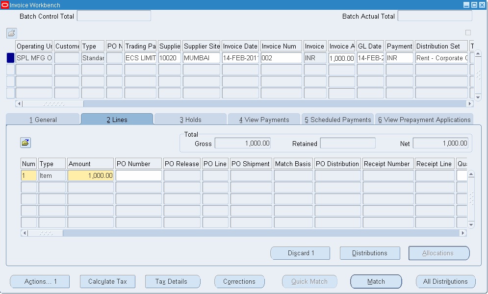 invoice distributions set-1