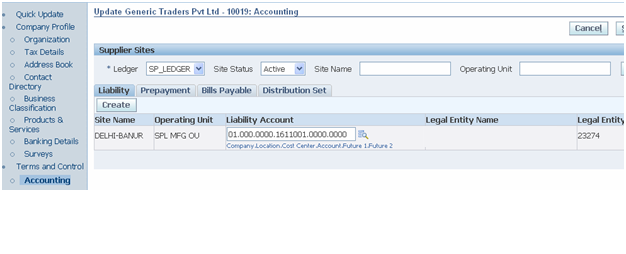 Supplier Accounting Page