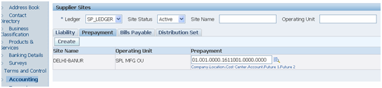 Supplier bills payable account