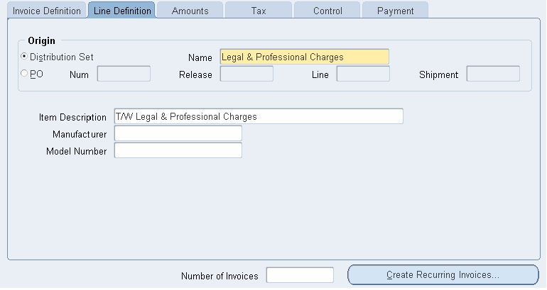 Recurring invoice