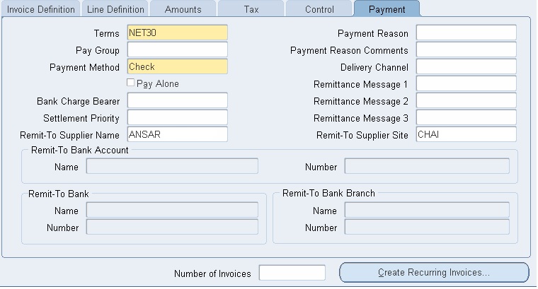 Recurring invoice with payment