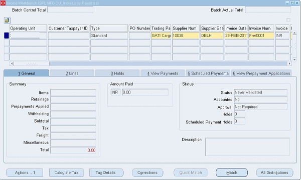 Invoice match other charges to receipt in Accounts Payable | Amantpoint