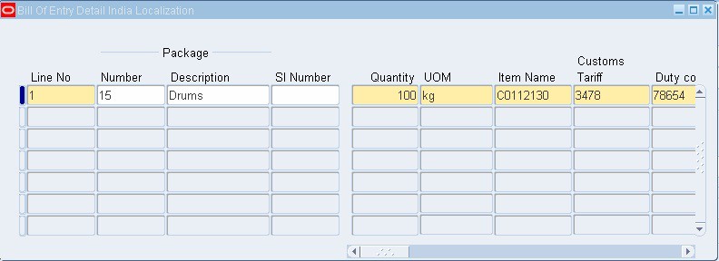 bill of entry in Accounts Payable