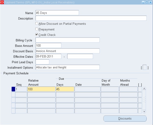 Payment Terms in Accounts Receivables